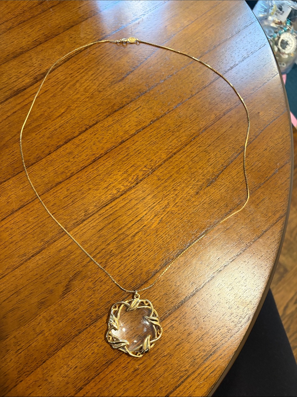 Napier Gold-Tone Clear Crystal Wreath Pendant Necklace
